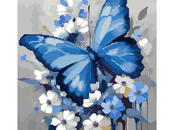 Картина за номерами з алмазною мозаїкою SANTI Метелик на квітах, 954880