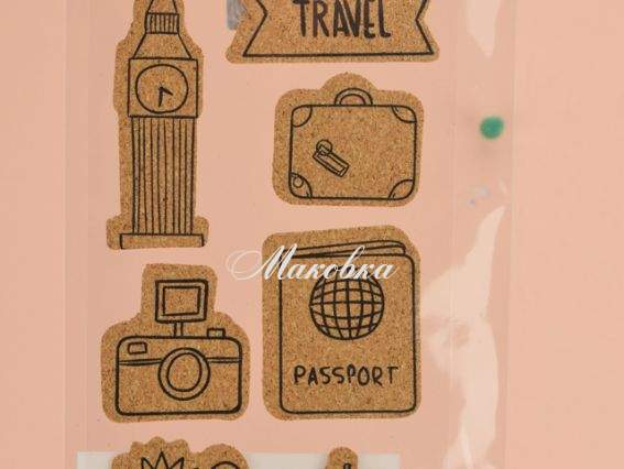 Пробковые стикеры Путешествие, 7 шт/уп, Santi  740844 Пробковые стикеры Путешествие, 7 шт/уп, Santi  740844