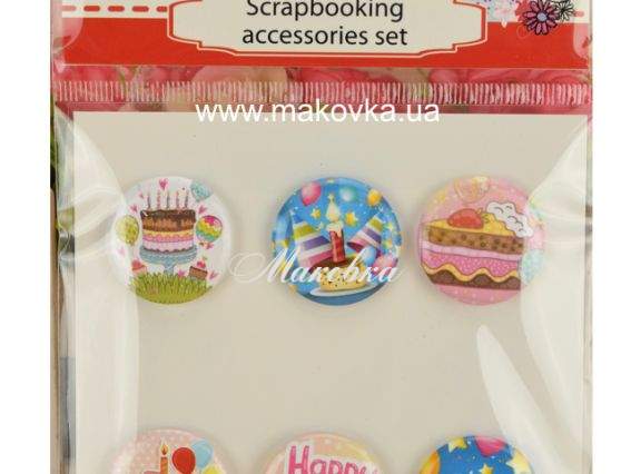 Набор скрап-фишки №2 День рождения, 6 шт, Santi 740900 Набор скрап-фишки №2 День рождения, 6 шт, Santi 740900