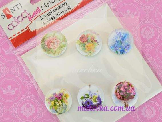 Набор скрап-фишки №1 Цветы, 6 шт, Santi 740898 Набор скрап-фишки №1 Цветы, 6 шт, Santi 740898