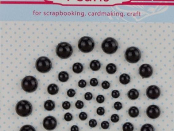 Полу-жемчужины самоклеящиеся цвет ЧЕРНЫЙ, 50 шт. ассорти размеров, Santi 740133