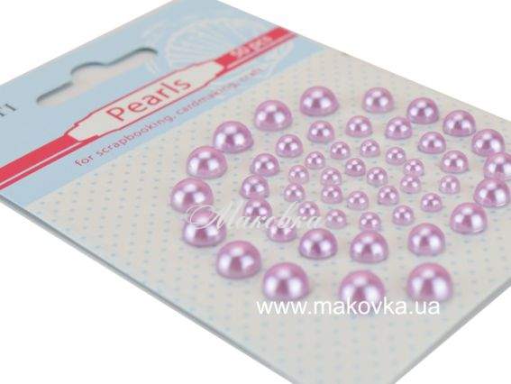 Напів-перлини самоклейні ніжно-РОЖЕВІ, 50 шт. асорті, Santi 740184