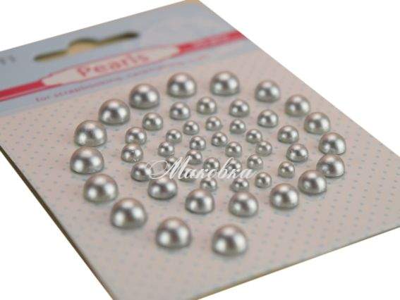 Полу-жемчужины самоклеящиеся СЕРЕБРО, 50 шт. ассорти, Santi 952638