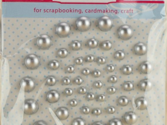 Полу-жемчужины самоклеящиеся цвет СЕРЕБРО, 50 шт. ассорти размеров, Santi 952638