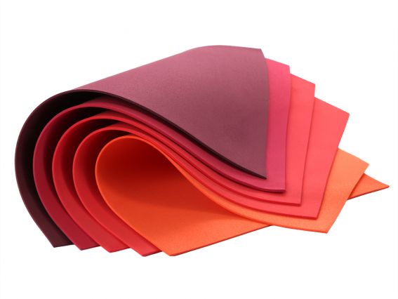 Набір кольорового фоама 5 різних кольорів відтінки червоного, товщина 1.7 мм, розмір А4, Santi 743262