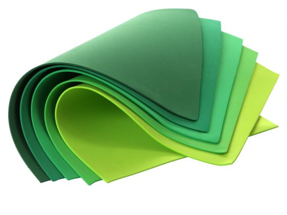 Набір кольорового фоама 5 різних кольорів відтінки зеленого, товщина 1.7 мм, розмір А4, Santi 743264