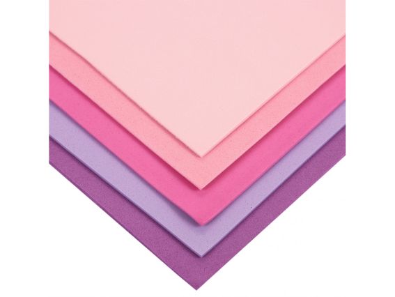 Набір кольорового фоама 5 різних рожево-бузкові відтінків, товщина 1.7 мм, розмір А4, Santi 743266