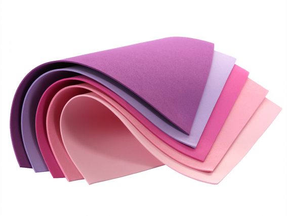 Набір кольорового фоама 5 різних рожево-бузкові відтінків, товщина 1.7 мм, розмір А4, Santi 743266