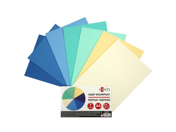 Набір фоаміран ЕВА морські відтінки 7 шт, 1,7 мм, А4,  743270 Santi