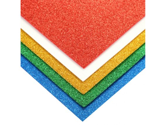 Набор цветного фоама с глитером 5 разных цветов, толщина 1.7 мм, размер А4, Santi 743272