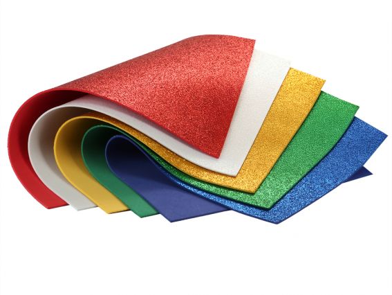 Набор цветного фоама с глитером 5 разных цветов, толщина 1.7 мм, размер А4, Santi 743272
