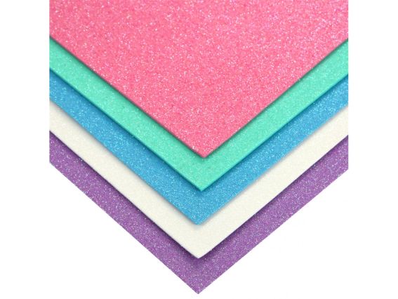 Набір кольорового фоама з голографічним глітером 5 різних кольорів, товщина 1.7 мм, розмір А4, Santi 743273