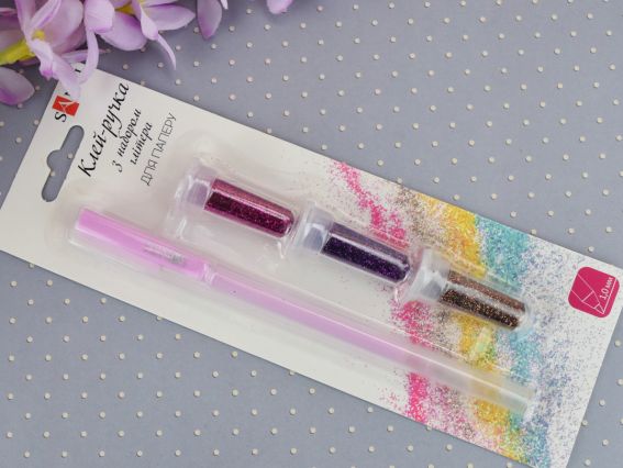 Santi 742960, Клей-ручка Santi з набором глітера (фіолетовий, рожевий, бронза)