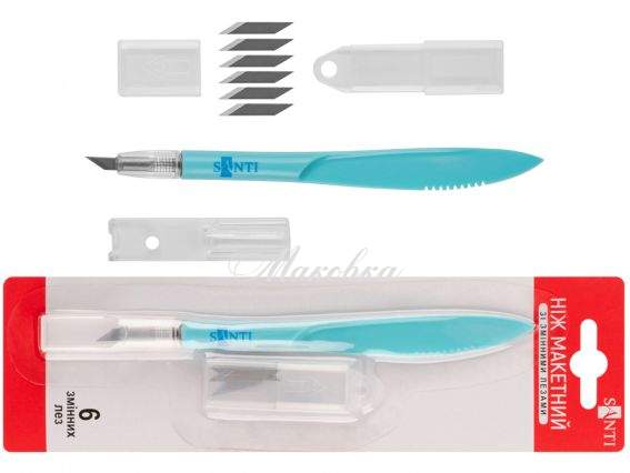 Макетний ніж та 6 змінних лез, SANTI 954609