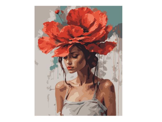 SANTI Розпис за номерами 955744 Дівчина з червоною квіткою