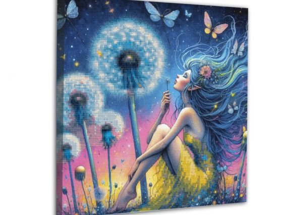 Картина по номерам с алмазной мозаикой SANTI Девушка и одуванчики 954931