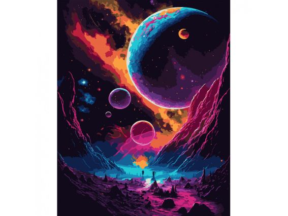 SANTI Роспись по номерам LED подсветка 955046 Фантазийный космос