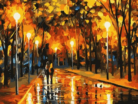 SANTI Роспись по номерам LED подсветка 955074 Осенний парк