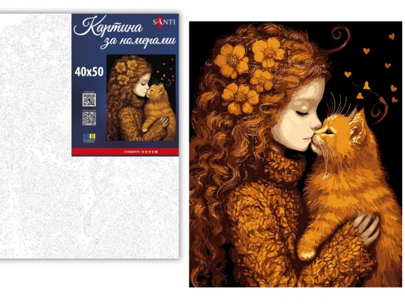 Дівчинка та кошеня 955745 SANTI картина по номерах Дівчинка та кошеня 955745 SANTI картина по номерах