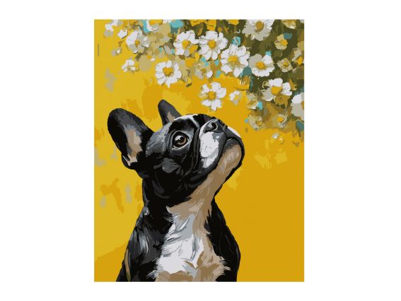 SANTI Розпис за номерами 955746 Бульдог і квіти