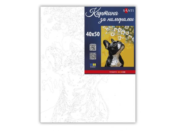 SANTI Розпис за номерами 955746 Бульдог і квіти