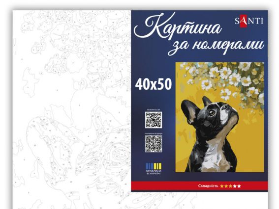 Бульдог і квіти 955746 SANTI картина по номерах Бульдог і квіти 955746 SANTI картина по номерах