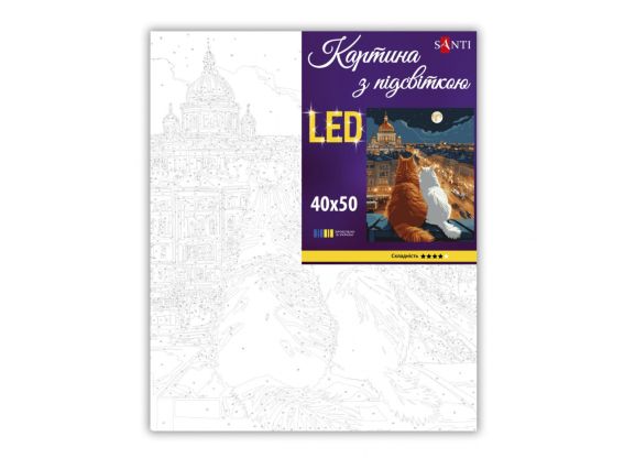SANTI Роспись по номерам LED подсветка 956646 Кошки на крыше