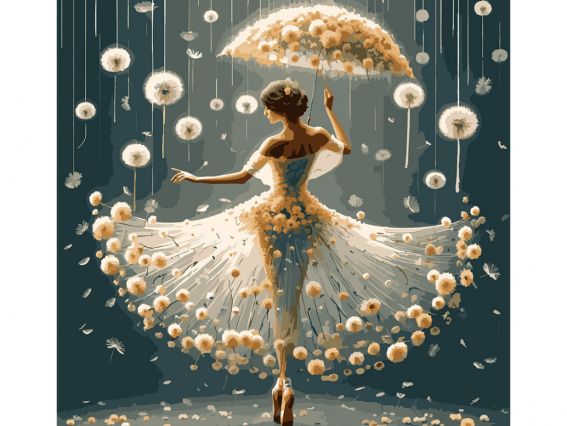 SANTI Роспись по номерам LED подсветка 955072 Танец с одуванчиками