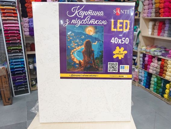 SANTI Роспись по номерам LED подсветка 955088 Девушка и ночной город