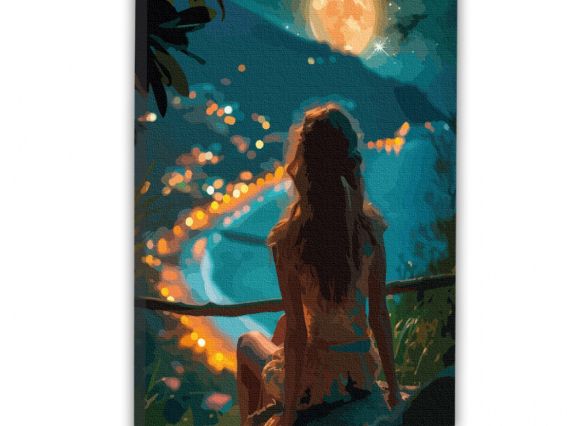 SANTI Роспись по номерам LED подсветка 955088 Девушка и ночной город