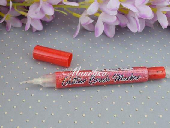 Маркер акварельний SANTI 390750 Glitter Brush, пензель, №01, романтичний червоний
