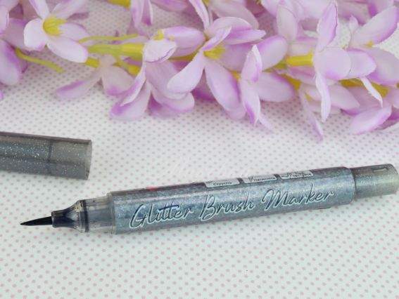 Маркер акварельний SANTI 390753 Glitter Brush, пензель, №04, срібний (темно-сірий)