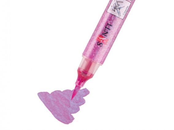 Акварельний Маркер Glitter Brush, пензель, 09, рожевий рай металік SANTI 390758