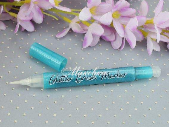 Маркер акварельний SANTI 390761 Glitter Brush, пензель, №12, бірюзовий