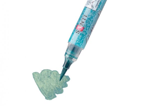 Акварельный Маркер Glitter Brush, кисть, 12, бирюзовый металлик SANTI 390761