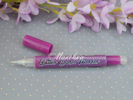 Маркер акварельний SANTI 390765 Glitter Brush, пензель, №16, рожева орхідея