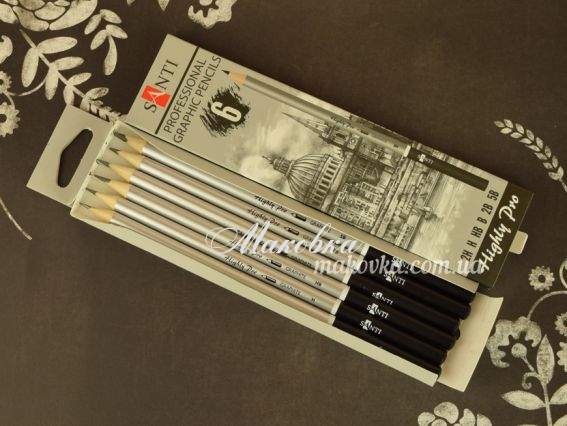 Набор чернографитных карандашей Santi Highly Pro, 6 шт. 742382