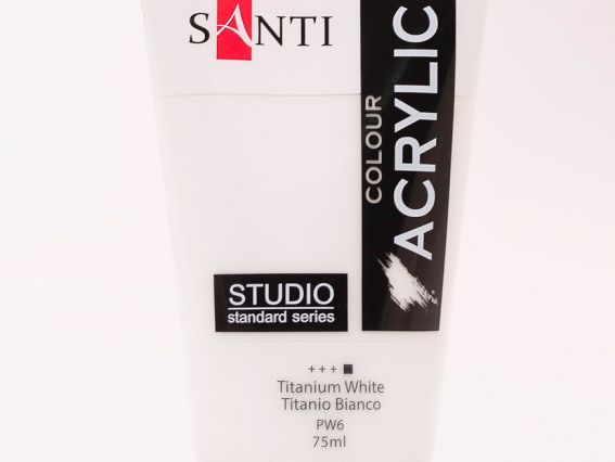 Краска акриловая Santi Studio, 75мл, Белила титановые Краска акриловая Santi Studio, 75мл, Белила титановые
