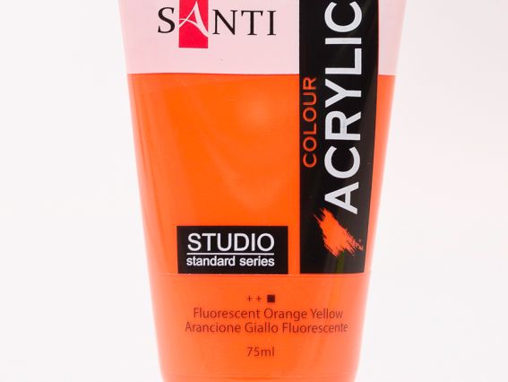 Краска акриловая Santi Studio, 75мл, Флюоресцентная оранжево-желтая Краска акриловая Santi Studio, 75мл, Флюоресцентная оранжево-желтая