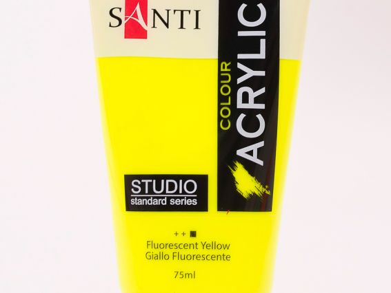 Краска акриловая Santi Studio, 75мл, Флюоресцентная желтая Краска акриловая Santi Studio, 75мл, Флюоресцентная желтая
