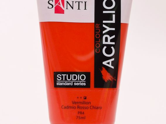 Краска акриловая Santi Studio, 75мл, Кадмий красный светлый Краска акриловая Santi Studio, 75мл, Кадмий красный светлый