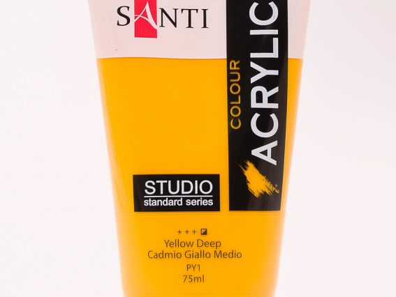 Краска акриловая Santi Studio, 75мл, Кадмий желтый средний Краска акриловая Santi Studio, 75мл, Кадмий желтый средний
