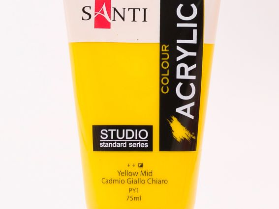 Краска акриловая Santi Studio, 75мл, Кадмий желтый светлый Краска акриловая Santi Studio, 75мл, Кадмий желтый светлый