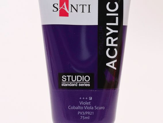 Краска акриловая Santi Studio, 75мл, Кобальт фиолетовый темный Краска акриловая Santi Studio, 75мл, Кобальт фиолетовый темный