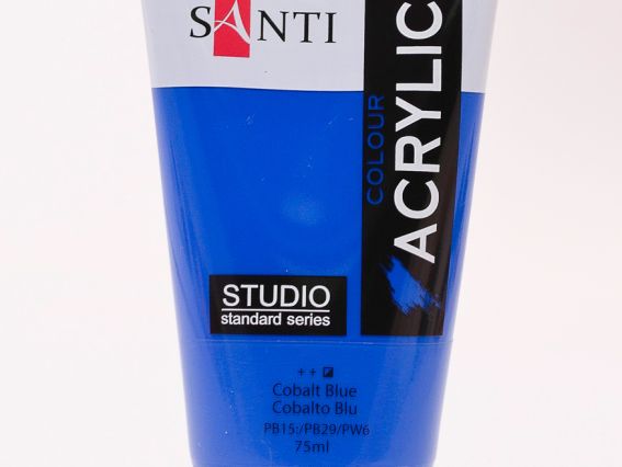 Краска акриловая Santi Studio, 75мл, Кобальт голубой Краска акриловая Santi Studio, 75мл, Кобальт голубой