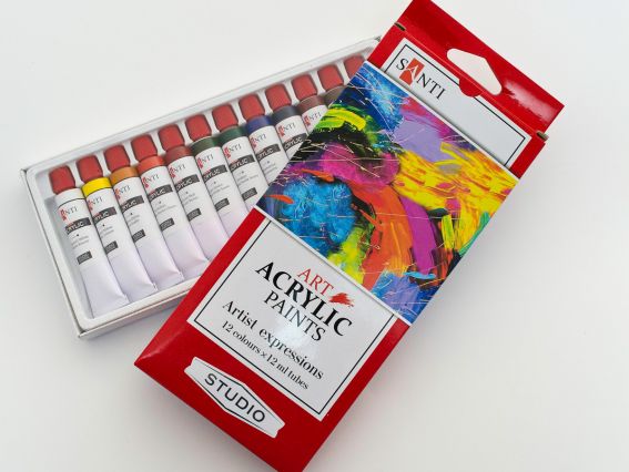Набор акриловых красок Santi Studio, 12 шт. по 12 мл Набор акриловых красок Santi Studio, 12 шт. по 12 мл