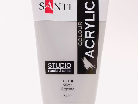 Краска акриловая Santi Studio, 75мл, Серебро Краска акриловая Santi Studio, 75мл, Серебро