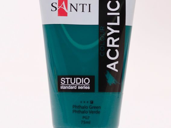 Краска акриловая Santi Studio, 75мл, Зеленая Ф.Ц. Краска акриловая Santi Studio, 75мл, Зеленая Ф.Ц.