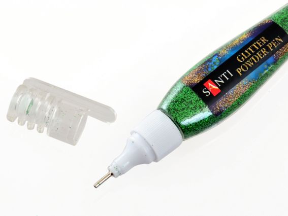 Santi 411741, Ручка з сухим розсипним глітером зеленого кольору, 10г  