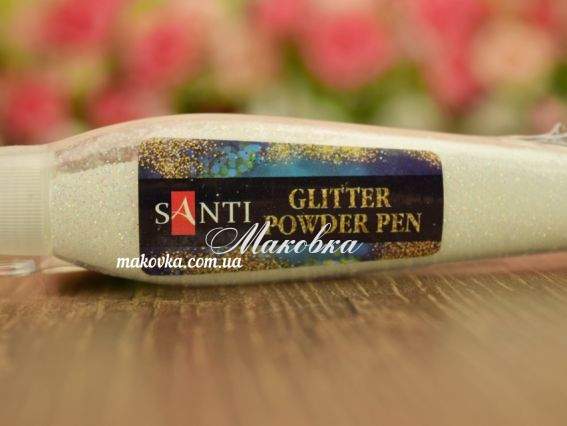 Гліттер у ручці, 411746, білий перламутр, 10г Santi
